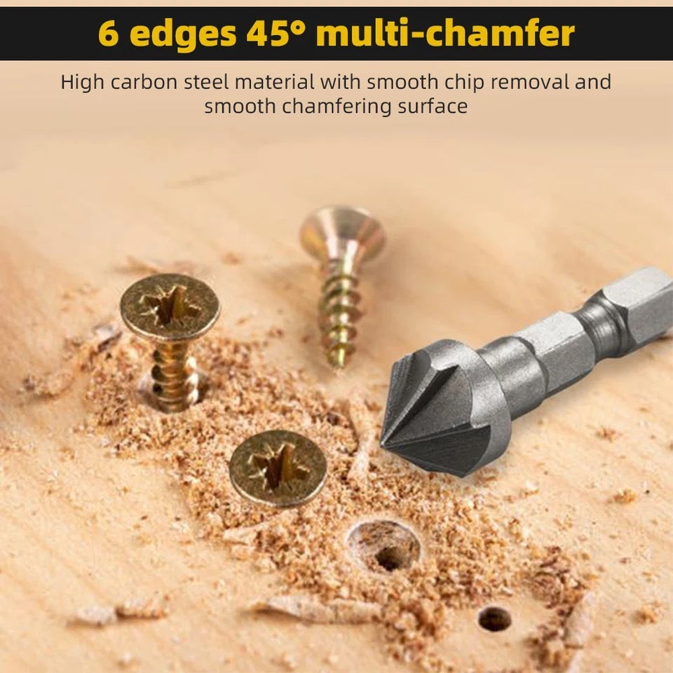 1pcs Hexagonal Shank Six-Blade Hole Opener  Drill Bit for Woodworking