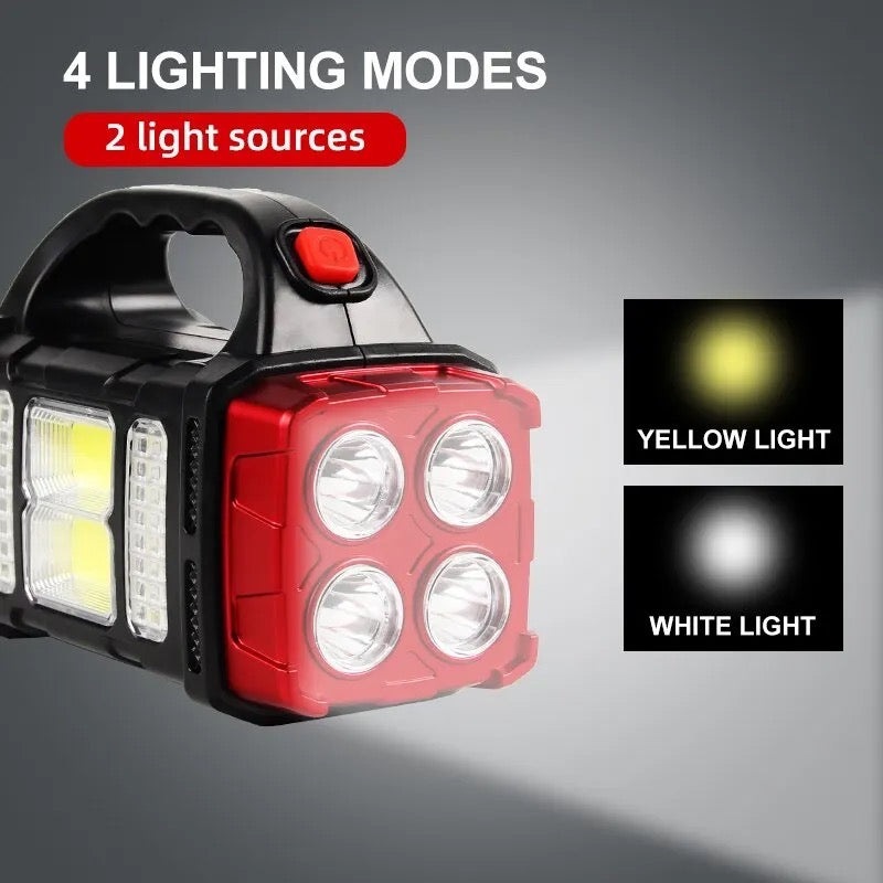Solar Powered Rechargeable LED Multifunctional Portable Light USB Dual Light Source Outdoor Searchlight Camping Light
