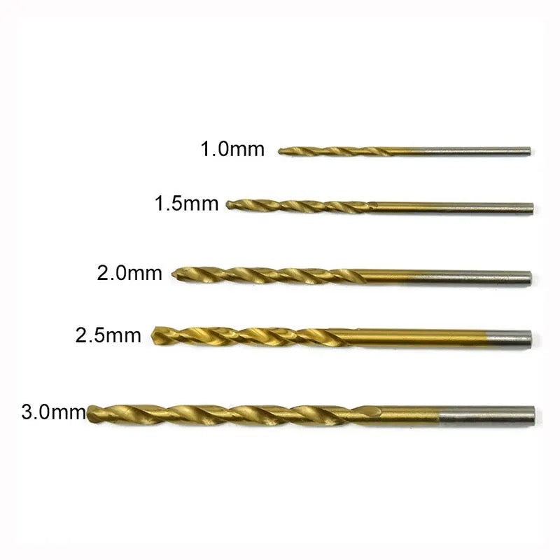 50pcs Titanium Plated Drill Bits Set 1mm to 3mm