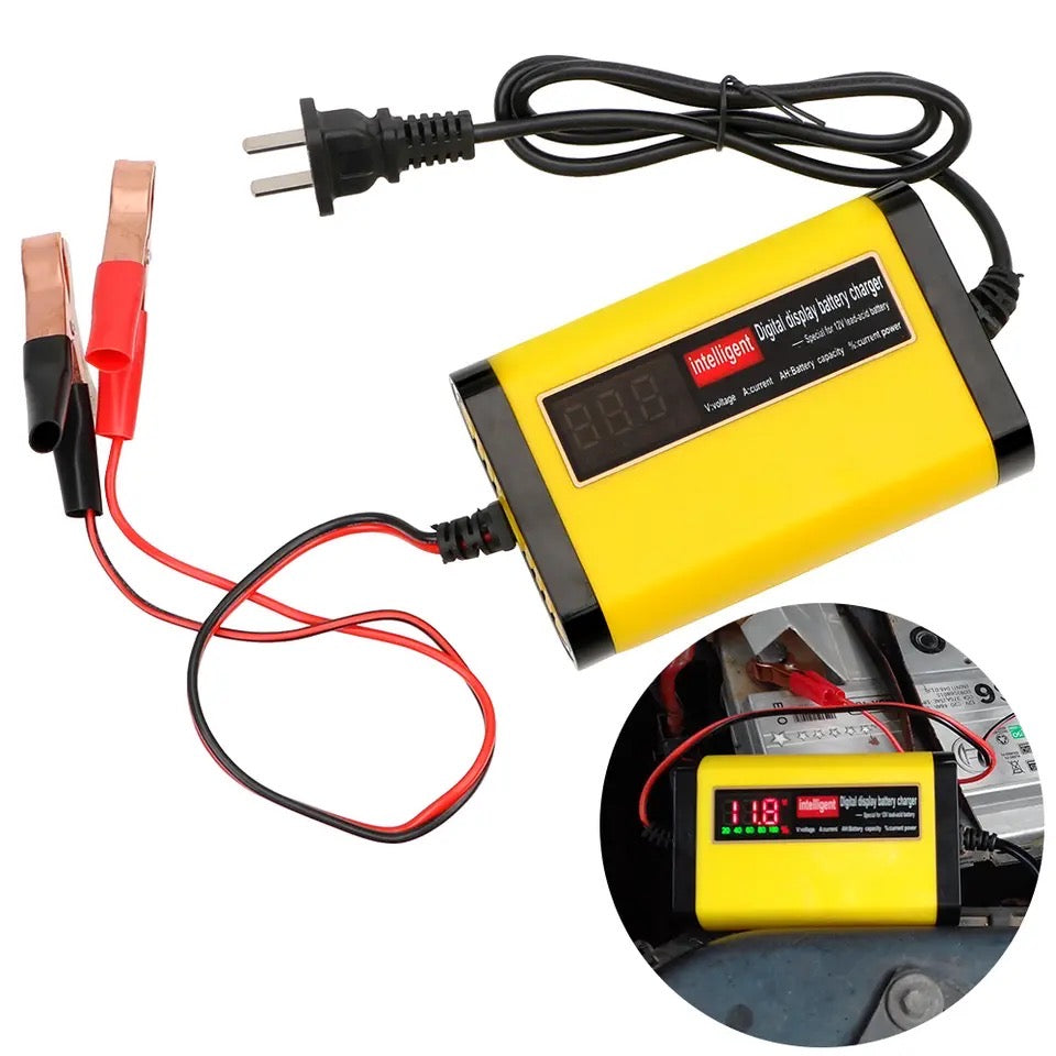 Full Automatic Car Battery Charger Digital LCD Display 2A Lead Acid AGM GEL