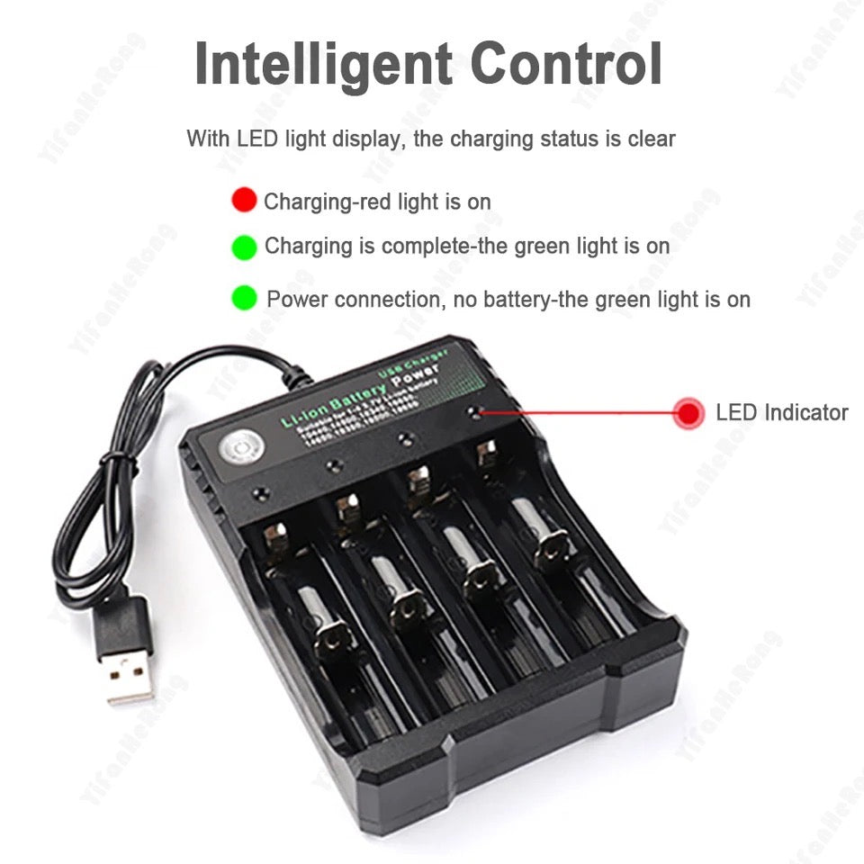 4.2V 18650 Charger Li-ion Battery USB 4 Slot Independent Charging Portable Electronic 18500 16340 14500 Battery Charger