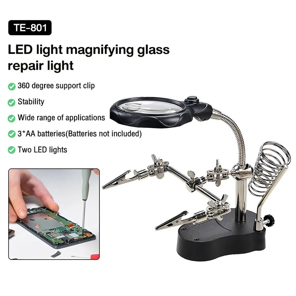 LED magnifying glass lens electronic repair glass with light 3.5X 12X