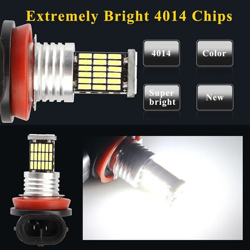 2PCS Fog Light LED Bulb H7 H8 H9 H11 9005 9006 LED 4014 Chips 45SMD Lens 12V Car Lamps Driving Auto Lamp