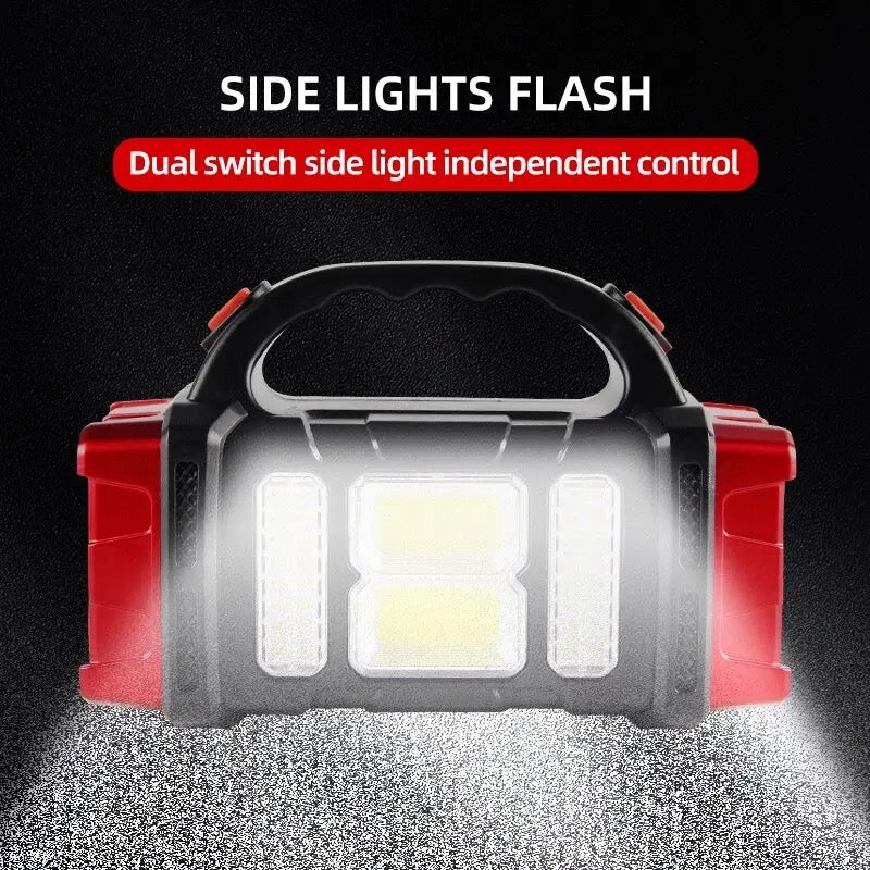 Solar Powered Rechargeable LED Multifunctional Portable Light USB Dual Light Source Outdoor Searchlight Camping Light