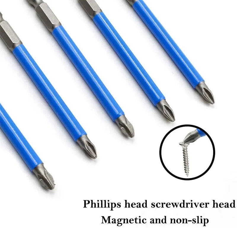 6pcs 50mm-150mm PH2 Phillips Head Screwdriver Drill Bits Set Hex Shank Magnetic Non Slip