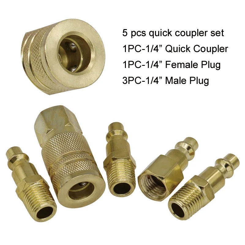 5pcs 1/4" Fittings Set for Air Hose and Air Tools