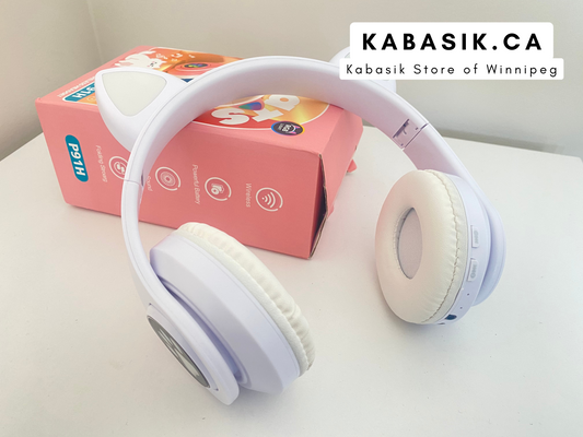 P91H Cute Cat Ears BT Wireless Headphone White