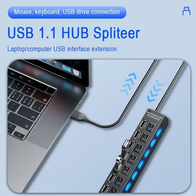 7-Port Usb Splitter Laptop Desktop Computer