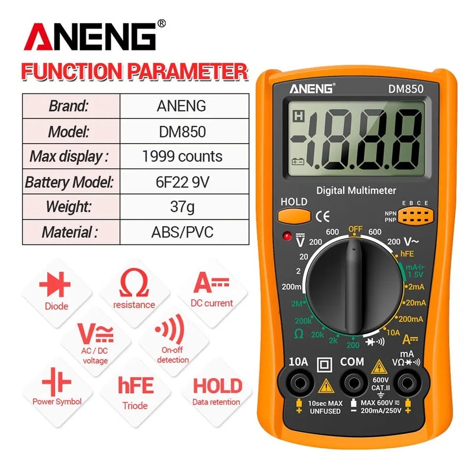 DM850 Digital Multimeter Eletric Professional Automatic AC/DC Votage Tester Current Ohm Ammeter Detector Tools