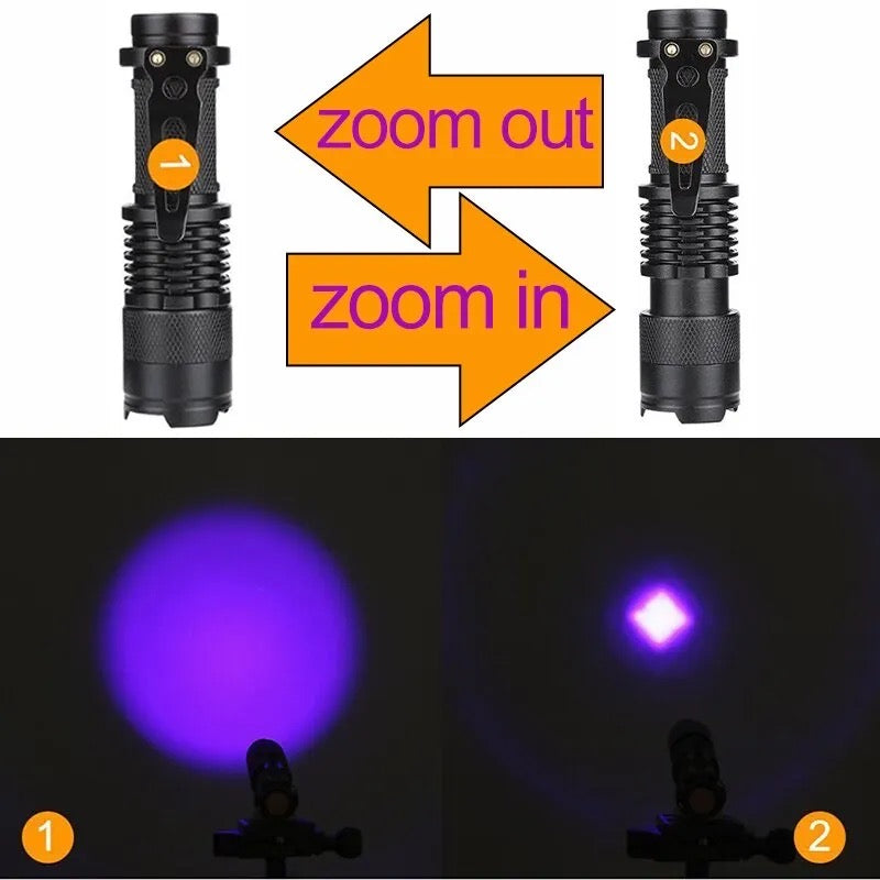 UV LED Portable Flashlight 395nm Black Light Wavelength Violet Flashlight