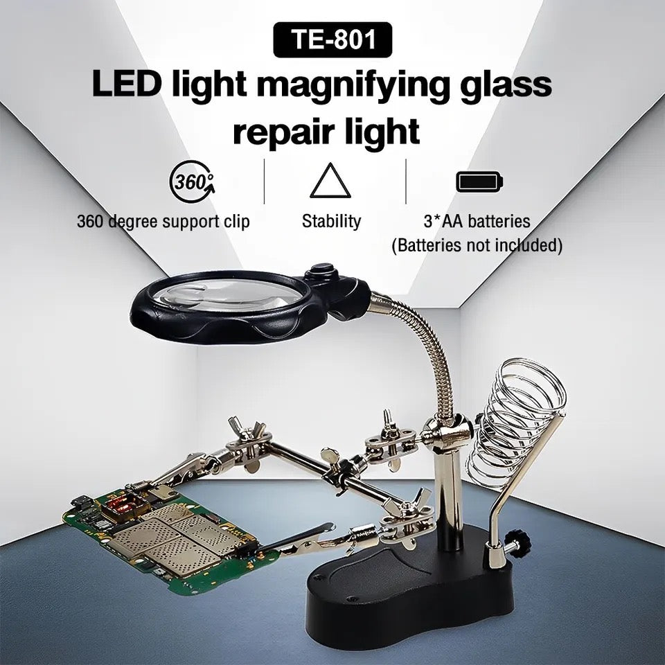 LED magnifying glass lens electronic repair glass with light 3.5X 12X