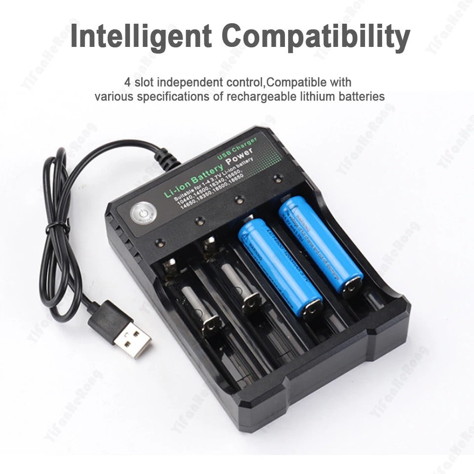 4.2V 18650 Charger Li-ion Battery USB 4 Slot Independent Charging Portable Electronic 18500 16340 14500 Battery Charger