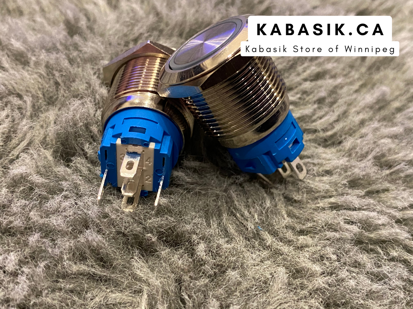 2Pcs DC 12V/24V Metal Latching Push Button Switch, 4 Pin Car RV Truck Boat SPDT ON/OFF Switch, Waterproof Self-Locking Round