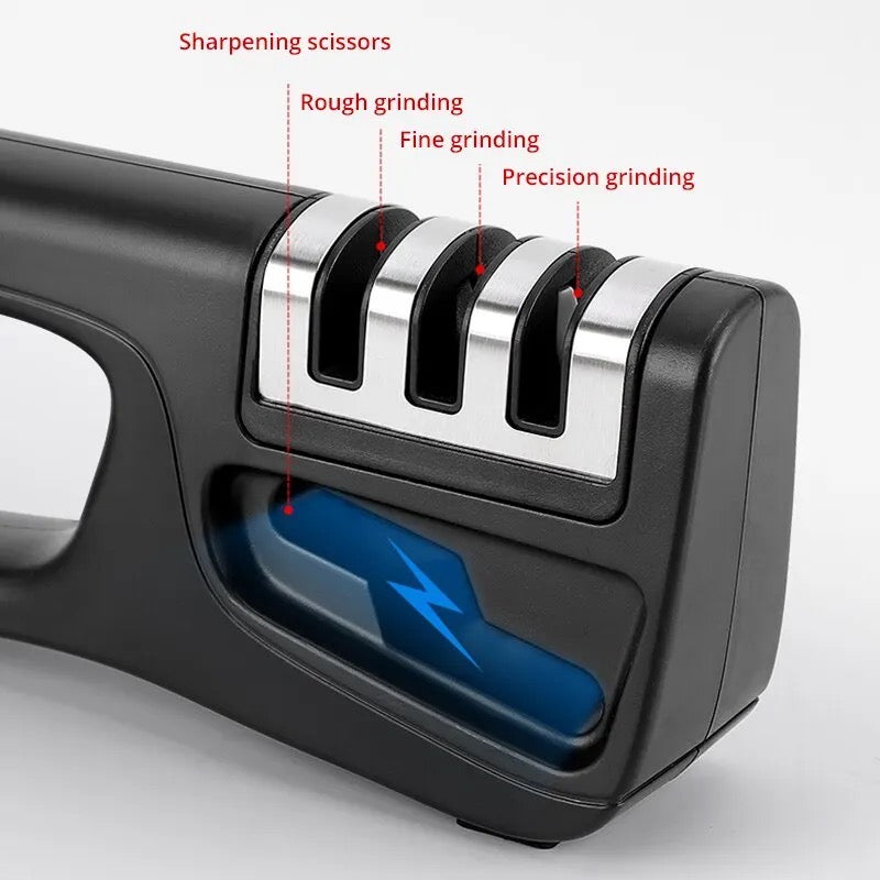 1pc Black Handheld Sharpener With Diamond Grinding Discs Convenient and Labor-Saving for Sharpening Kitchen Knives