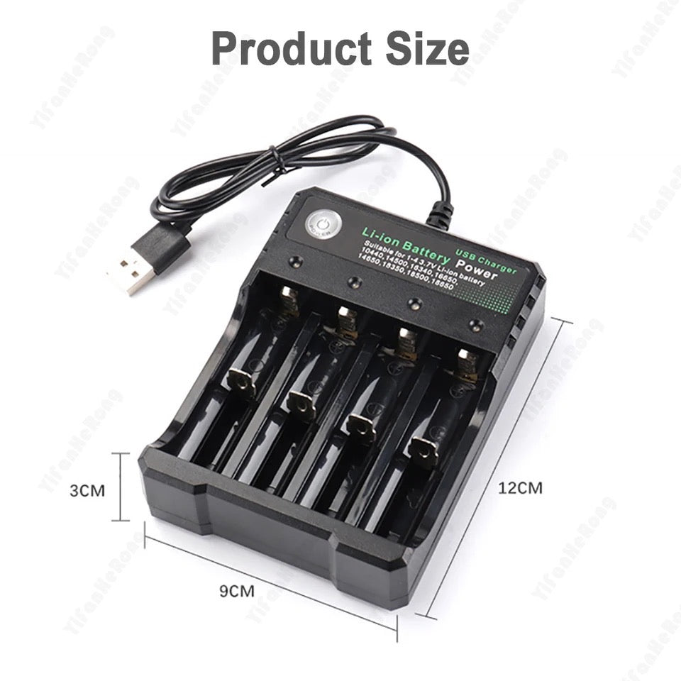 4.2V 18650 Charger Li-ion Battery USB 4 Slot Independent Charging Portable Electronic 18500 16340 14500 Battery Charger