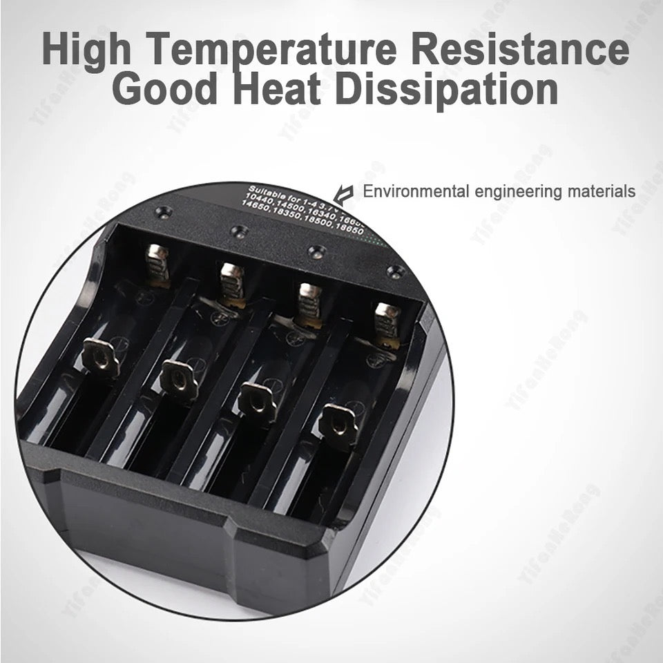 4.2V 18650 Charger Li-ion Battery USB 4 Slot Independent Charging Portable Electronic 18500 16340 14500 Battery Charger