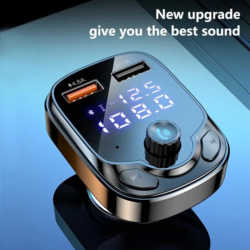 4.8A Car Bluetooth 5.0 FM Transmitter 2 USB Fast Charger QC3.0 Fast USB Type C Car Charger Mp3 Player Support TF Card