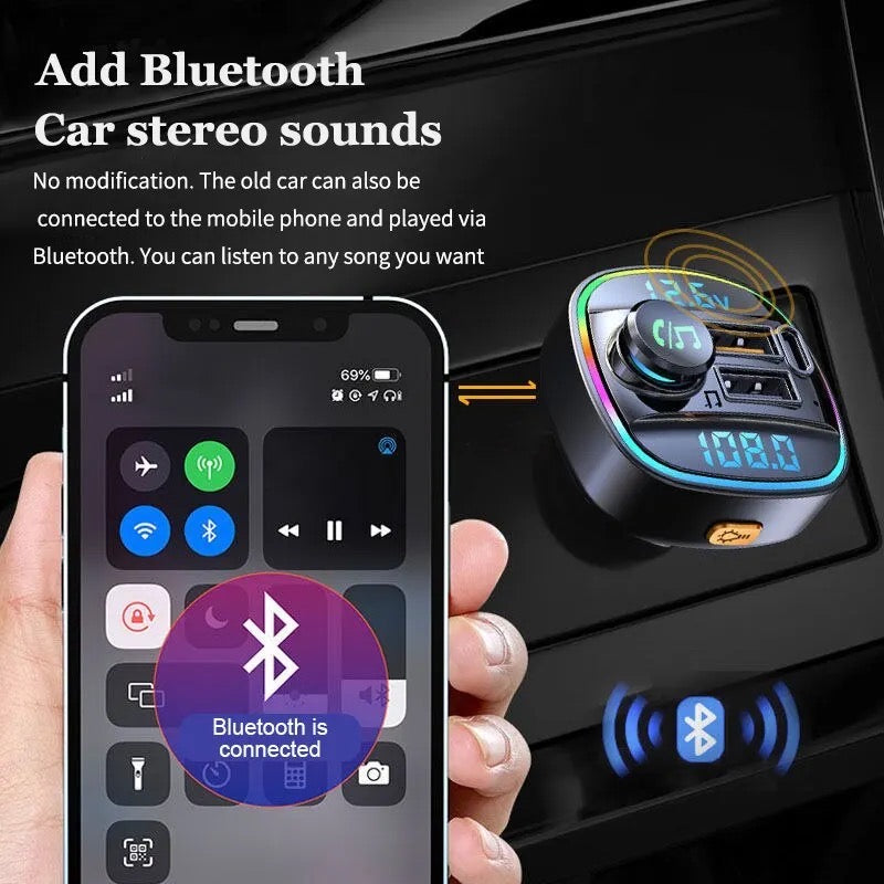 C22 Car Bluetooth Charger Car MP3 Bluetooth Player Lossless Sound Quality USB Quick Charger