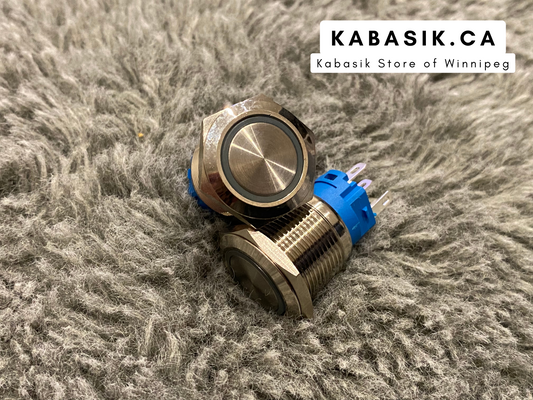 2Pcs DC 12V/24V Metal Latching Push Button Switch, 4 Pin Car RV Truck Boat SPDT ON/OFF Switch, Waterproof Self-Locking Round