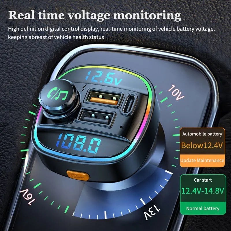 C22 Car Bluetooth Charger Car MP3 Bluetooth Player Lossless Sound Quality USB Quick Charger