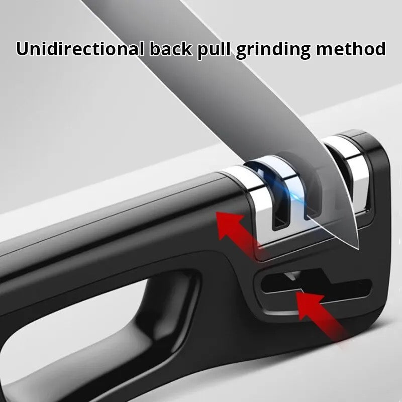 1pc Black Handheld Sharpener With Diamond Grinding Discs Convenient and Labor-Saving for Sharpening Kitchen Knives
