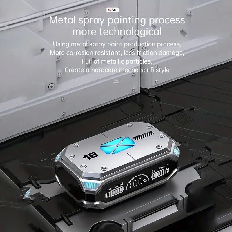 M41 Wireless Bluetooth Touch Digital Display In-Ear Sports Metal Texture Mecha Wind Dazzle Colour Light Magnetic Suction