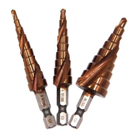 3pcs Cobalt Contains Step Drill Set Hexagonal 3-12mm 4-12mm 4-20mm