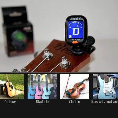 Guitar Tuner AT-101 Foldable Rotatable Tuner High Sensitivity for Bass Ukulele Chromatic Guitar