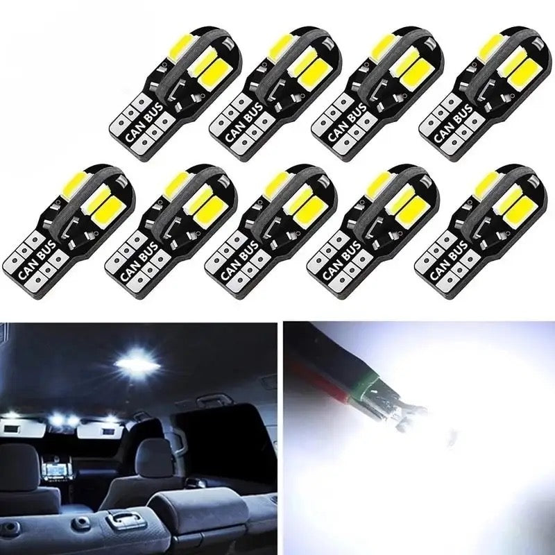 1pcs W5W T10 LED 5730 8SMD Car Interior Bulb Canbus Error Free 12V 194 168 Map Dome Lights Parking Light Auto Signal Lamp