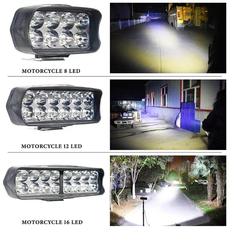 Motorcycle Headlight 8/12/16 LED Driving Lights