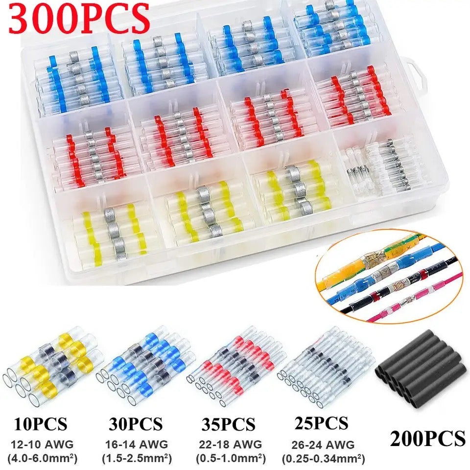 300pcs Box Solder Sealed Wire Connectors Heat Shrink Solder Kit